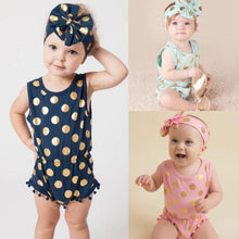 Load image into Gallery viewer, Polka Dot Baby Romper With Matching Bow