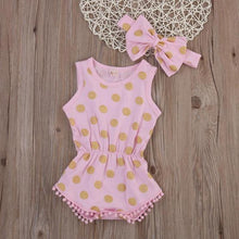 Load image into Gallery viewer, Polka Dot Baby Romper With Matching Bow - Pink Color