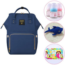 Load image into Gallery viewer, 4 in 1 - Nappy Backpack, Baby Bottles, stuffed Toy, Changing Mat Sheet