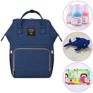 4 in 1 - Nappy Backpack, Baby Bottles, stuffed Toy, Changing Mat Sheet