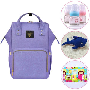 4 in 1 - Nappy Backpack, Baby Bottles, stuffed Toy, Changing Mat Sheet