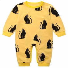 Load image into Gallery viewer, Yellow Cat Themed Baby Romper