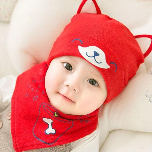 Cozy Baby Care Cat Hat and Bib