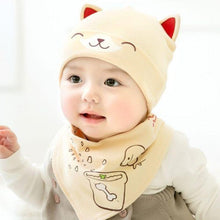 Load image into Gallery viewer, Cozy Baby Care Cat Hat and Bib