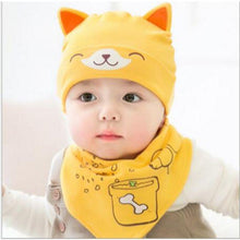 Load image into Gallery viewer, Cozy Baby Care Cat Hat and Bib