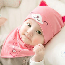 Load image into Gallery viewer, Cozy Baby Care Cat Hat and Bib