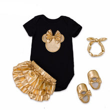 Load image into Gallery viewer, Baby Golden Clothes &amp; Shoes Set - Bow On Shirt