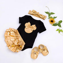 Load image into Gallery viewer, Baby Golden Clothes &amp; Shoes Set - Bow On Shirt