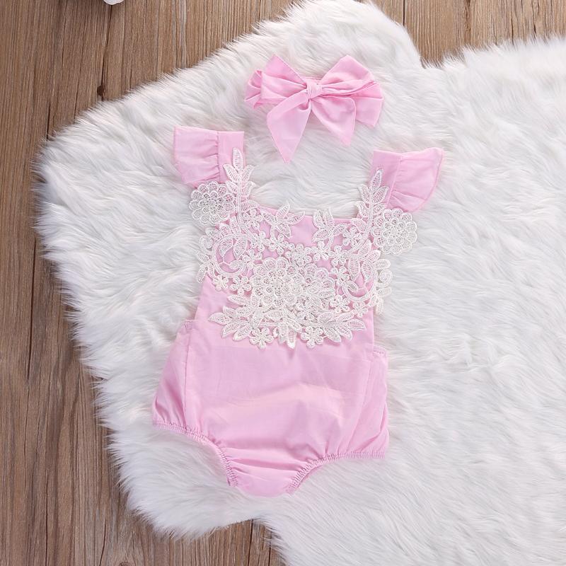 Floral Lace Jumpsuit For Baby Girls