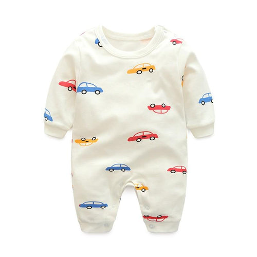 White Car Themed Baby Romper