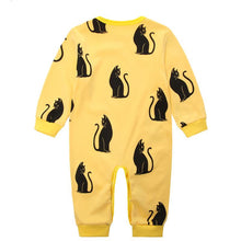 Load image into Gallery viewer, Yellow Cat Themed Baby Romper