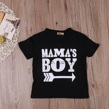 Load image into Gallery viewer, ‘Mama’s Boy’ Black T-shirt Baby Clothes