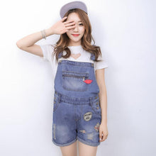 Load image into Gallery viewer, Pregnant Women Washed Short Jeans Jumpsuit